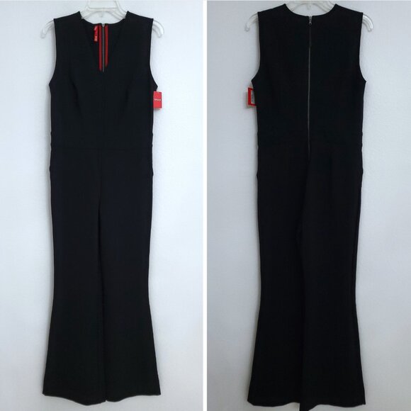 Spanx The Perfect Jumpsuit Black Sleeveless Shaping Tech Flare Size Medium NWT - Picture 3 of 15